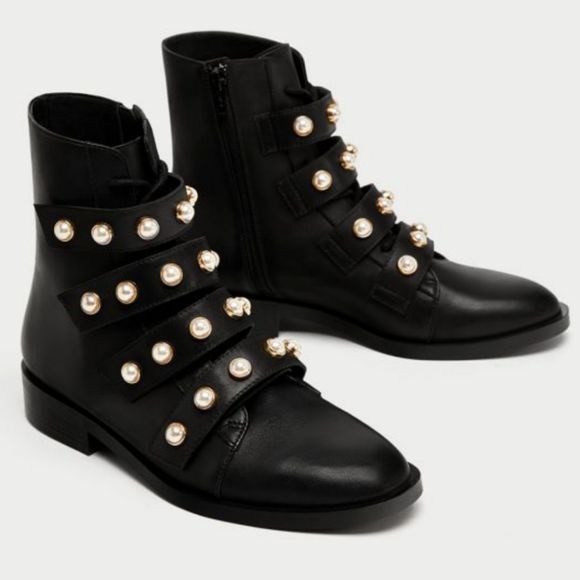 Zara Shoes - Zara Pearl Combat Boots